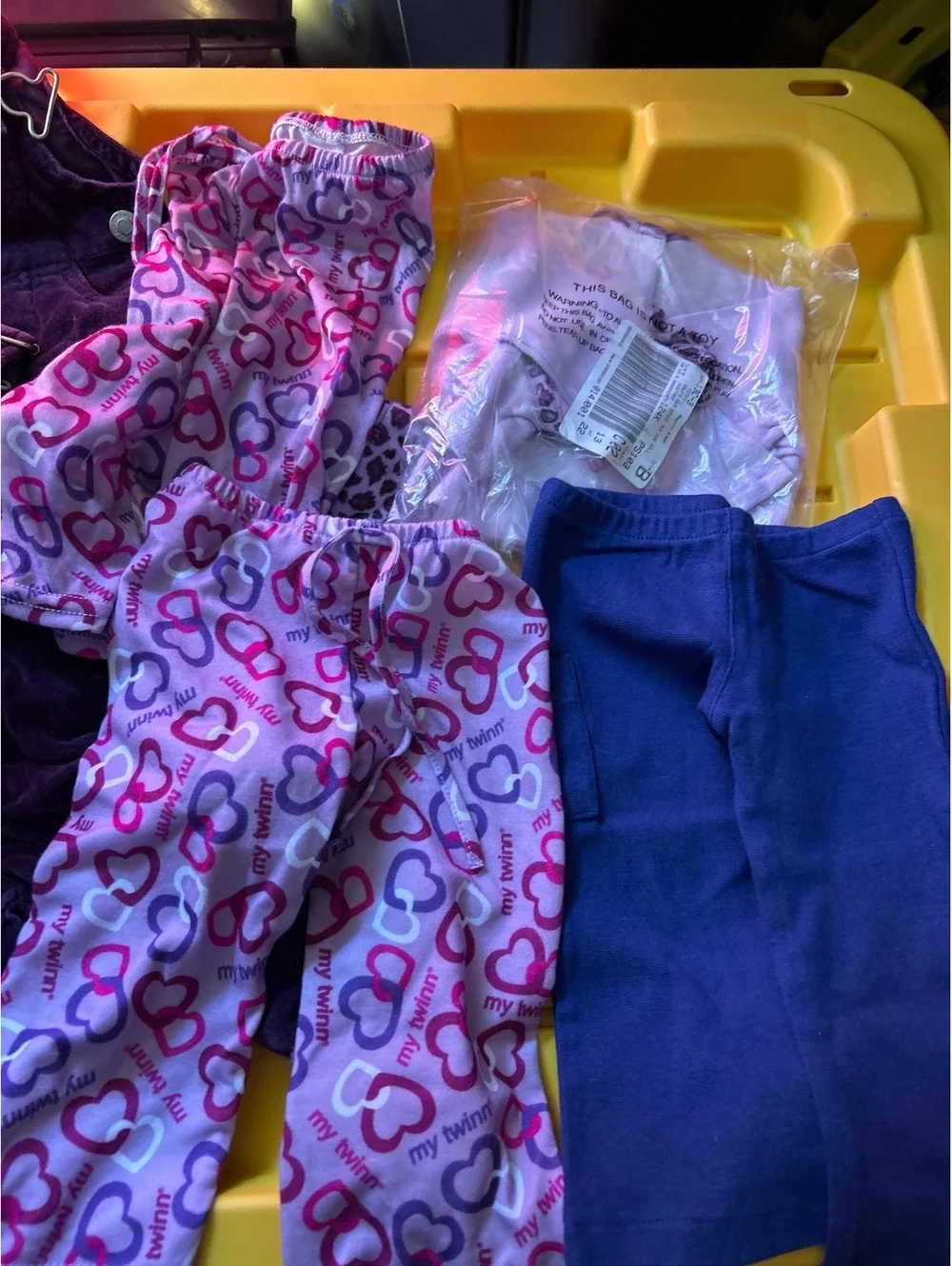 My Twin dolls Clothing Set Purple and Denim Overalls Size 3
